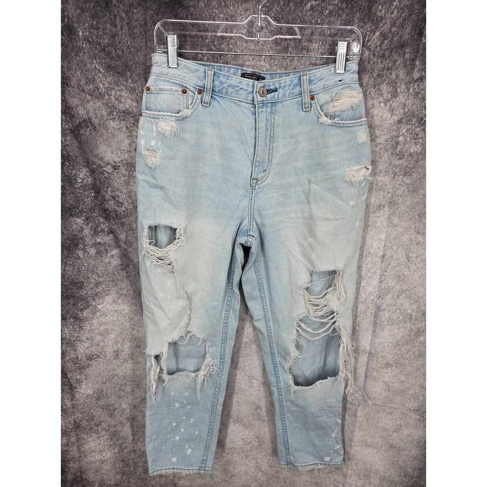 Abercrombie & Fitch Jeans Womens 8R Blue Annie High Rise Girlfriend Distressed